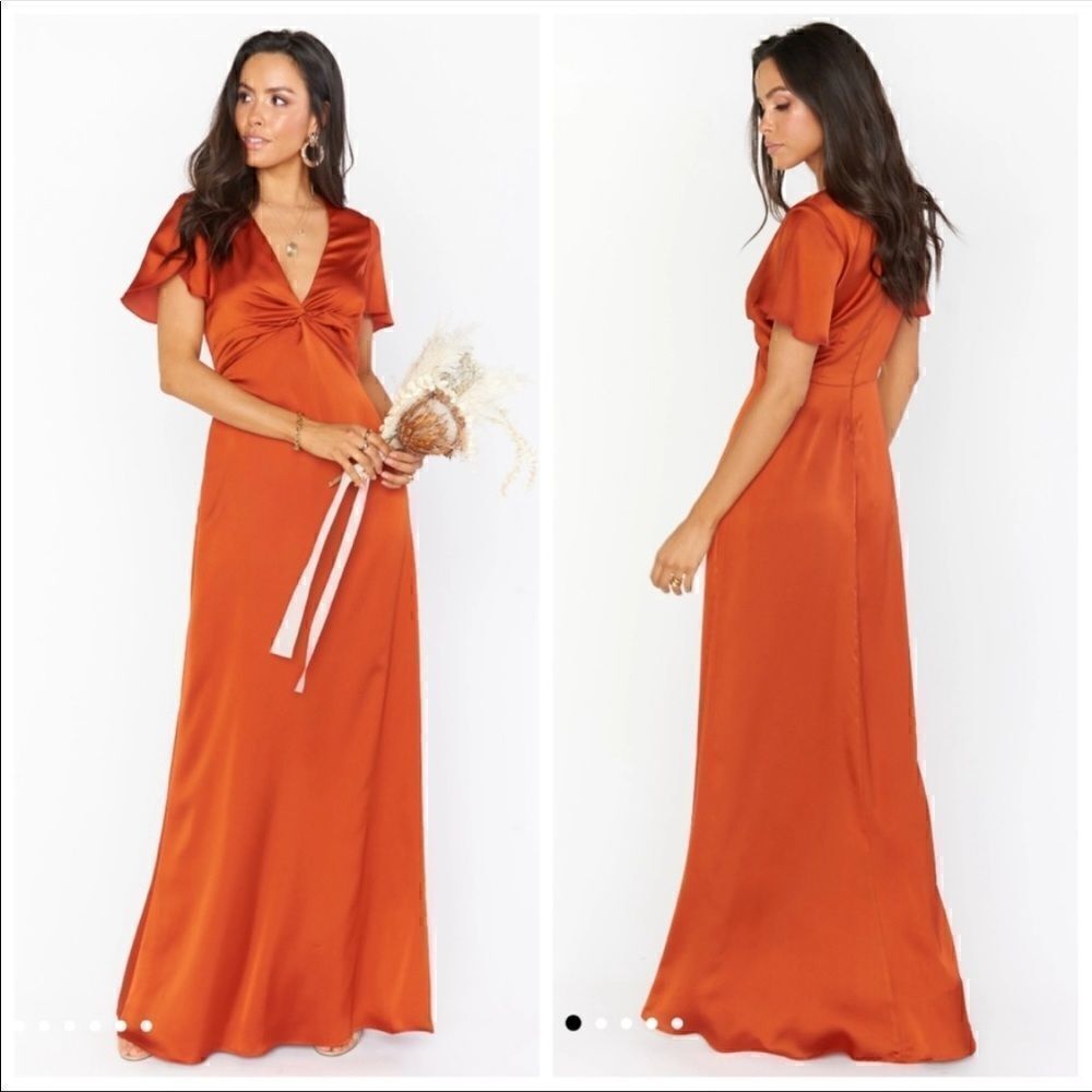 Show me Your Mumu Rome Twist Gown in Burnt Orange M